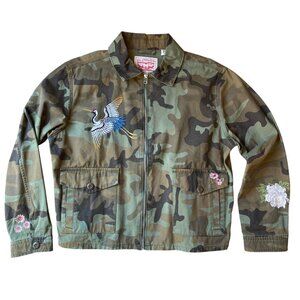 Levi’s Caroline Camo Embroidered Jacket Hippie Military Utility Y2K Grunge Sz L